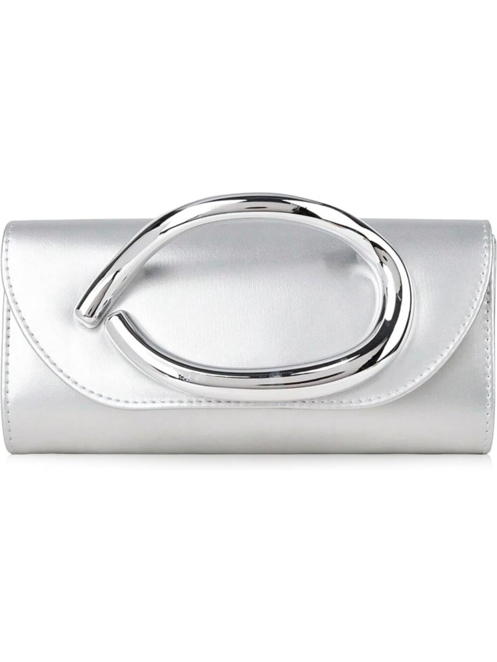 〽️ Women's Silver Metal Handle Chain Wedding Party Evening Clutch Purse